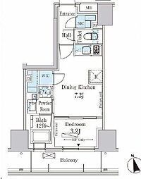 東京メトロ日比谷線 広尾駅 徒歩14分の賃貸マンション 5階1DKの間取り
