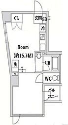 東京メトロ日比谷線 入谷駅 徒歩5分の賃貸マンション 12階ワンルームの間取り
