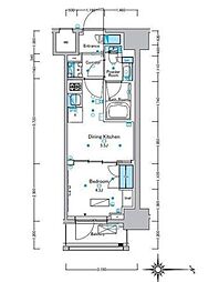 東京メトロ日比谷線 入谷駅 徒歩8分の賃貸マンション 9階1DKの間取り
