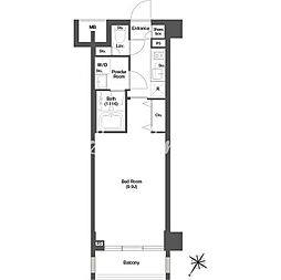 都営三田線 目黒駅 徒歩7分の賃貸マンション 2階1Kの間取り