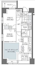 東京メトロ丸ノ内線 本郷三丁目駅 徒歩3分の賃貸マンション 6階2LDKの間取り