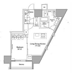 東京メトロ南北線 麻布十番駅 徒歩4分の賃貸マンション 2階1LDKの間取り