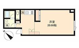 東京メトロ千代田線 明治神宮前駅 徒歩9分の賃貸マンション 地下1階ワンルームの間取り