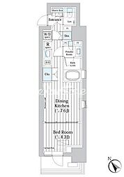 東京メトロ日比谷線 築地駅 徒歩2分の賃貸マンション 6階1DKの間取り