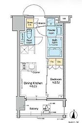 JR総武線 亀戸駅 徒歩1分の賃貸マンション 3階1DKの間取り