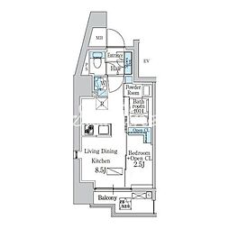 都営浅草線 戸越駅 徒歩4分の賃貸マンション 9階1LDKの間取り