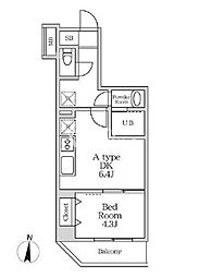 東京メトロ半蔵門線 錦糸町駅 徒歩9分の賃貸マンション 5階1DKの間取り