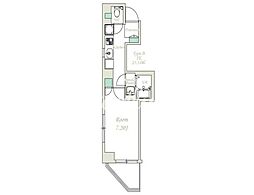 都営大江戸線 両国駅 徒歩9分の賃貸マンション 9階1Kの間取り