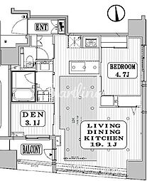 東京メトロ銀座線 表参道駅 徒歩10分の賃貸マンション 11階1SLDKの間取り
