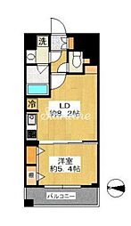 東京メトロ日比谷線 三ノ輪駅 徒歩2分の賃貸マンション 8階1DKの間取り