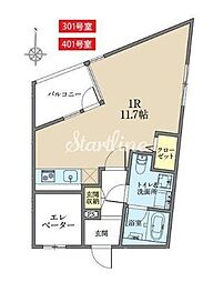 東急大井町線 下神明駅 徒歩1分の賃貸マンション 3階ワンルームの間取り