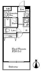 都営新宿線 西大島駅 徒歩3分の賃貸マンション 14階1Kの間取り