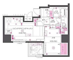都営大江戸線 新御徒町駅 徒歩9分の賃貸マンション 12階1LDKの間取り