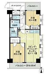 NICアーバンハイム木場公園 2LDKの間取図画像