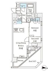 ラティエラ中野新井 2LDKの間取図画像