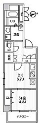 中野区上高田2丁目マンション 1DKの間取図画像