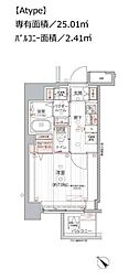 アルコバレーノ戸越銀座 1Kの間取図画像