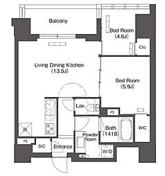COMFORIA芝浦MOKU 2LDKの間取図画像