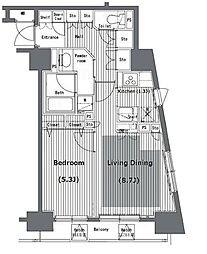 ガラ・グランディ日本橋 1LDKの間取図画像