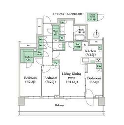 プラウドタワー亀戸クロスブライトタワー 3LDKの間取図画像