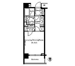 パークアクシス浜松町 1Kの間取図画像