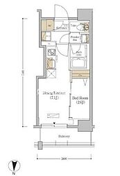 URBANEX市谷本村町 1DKの間取図画像