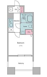 レジディア島津山 1Kの間取図画像