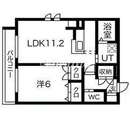 ピソアルセ品川 1LDKの間取図画像