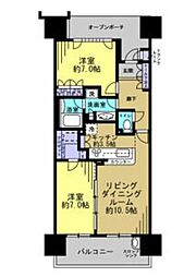 東京フロントコートデッキウイング 2LDKの間取図画像