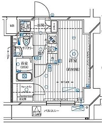レガリス亀戸 1Kの間取図画像