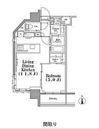 PARKHABIO飯田橋 1LDKの間取図画像