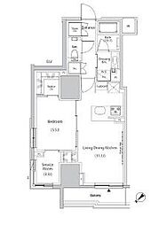 ザ・パークハビオ市ヶ谷イースト 1SLDKの間取図画像