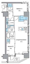 ルフォンプログレ上野稲荷町 2LDKの間取図画像