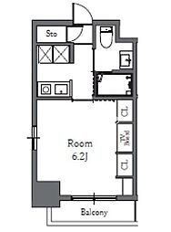 TOTSURESIDENCESHIBA 1Kの間取図画像