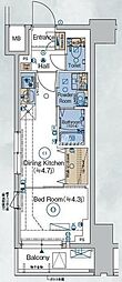 GALICIARESIDENCESHINAGAWAPARKSIDE 1DKの間取図画像