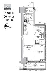 プラウドフラット三越前イースト 1LDKの間取図画像
