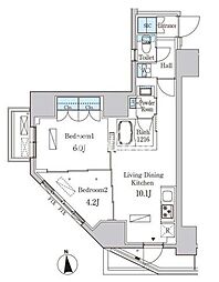 ライオンズフォーシア神田須田町 2LDKの間取図画像