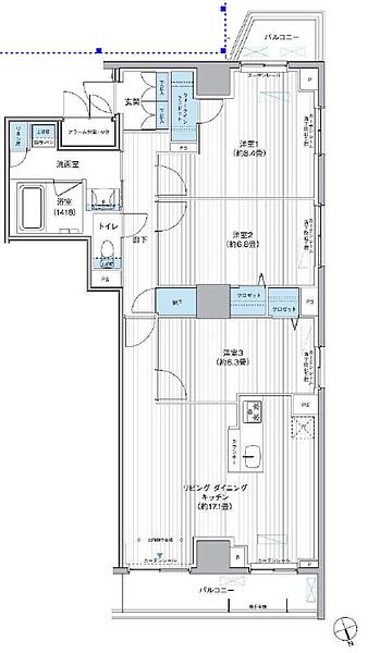 東京都台東区駒形１丁目(賃貸マンション3LDK・14階・88.20㎡)の写真 その2