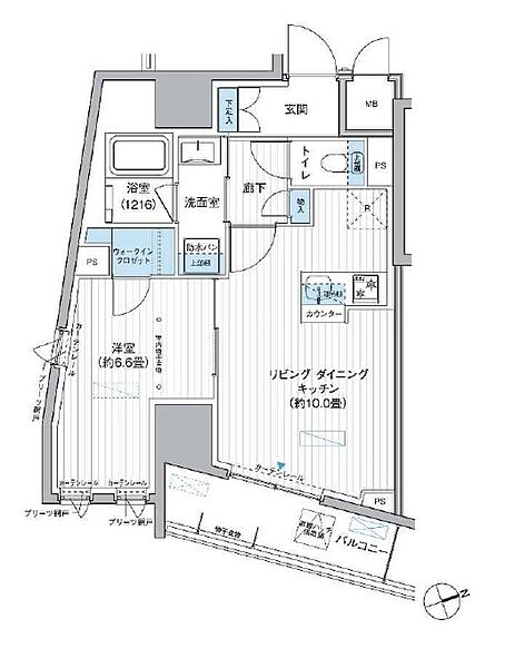 東京都台東区駒形１丁目(賃貸マンション1LDK・7階・42.49㎡)の写真 その2