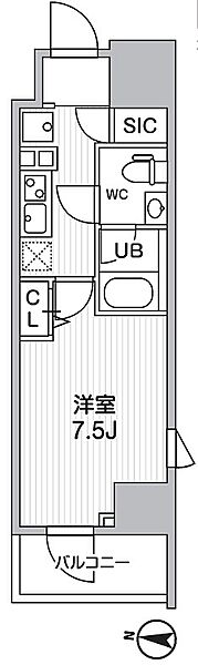 東京都江東区亀戸１丁目(賃貸マンション1K・4階・25.51㎡)の写真 その2