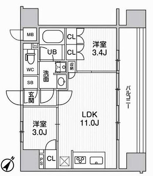 東京都豊島区巣鴨２丁目(賃貸マンション2LDK・9階・40.62㎡)の写真 その2