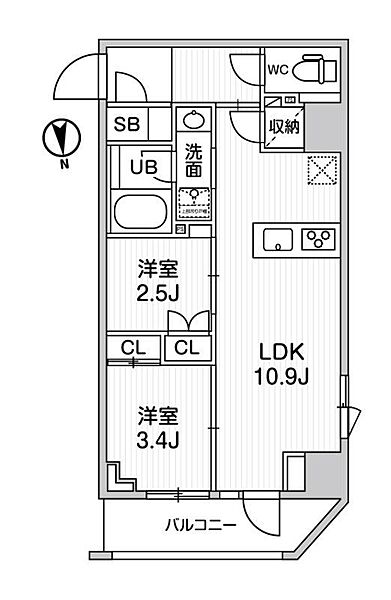 東京都台東区小島２丁目(賃貸マンション2LDK・8階・41.56㎡)の写真 その2