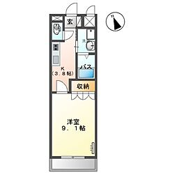 敬愛ハイツA 1Kの間取図画像