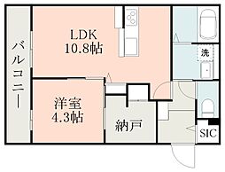 JR日豊本線 国分駅 徒歩5分の賃貸アパート 3階1LDKの間取り