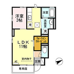 バス 南国交通　かけごし下車 徒歩3分の賃貸アパート 1階1LDKの間取り
