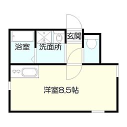 バス 稲荷町下車 徒歩5分の賃貸マンション 5階ワンルームの間取り