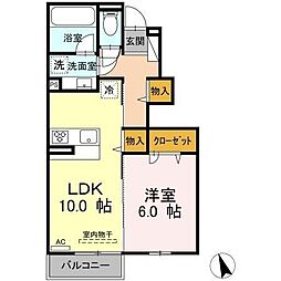 薩摩川内市五代町アパート 1LDKの間取図画像