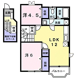 ハーヴェスト・FB棟 2LDKの間取図画像