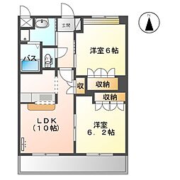 ビレッジマウンテン六弘 2LDKの間取図画像