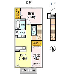 サニーハイツ 2DKの間取図画像